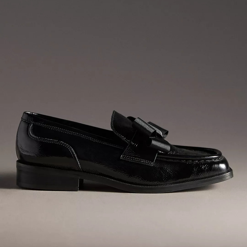 🆕️ Anthropologie Maeve Bow Square Toe Loafers - Picture 2 of 13